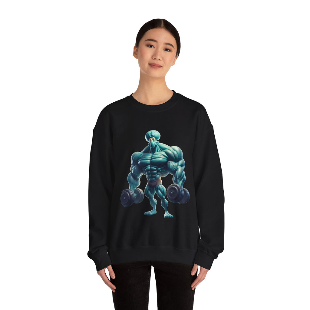 Calamardo Sweatshirt — Muscular Squid Lifter Graphic